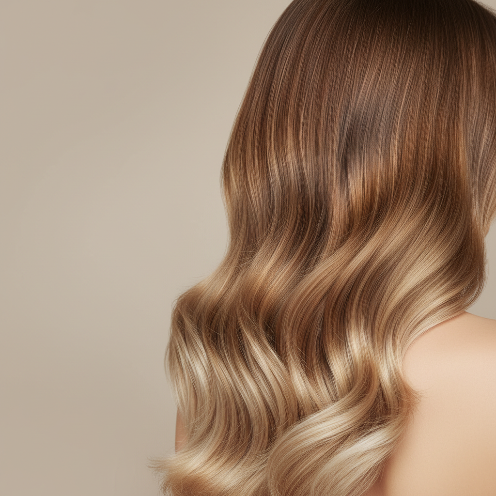 Close-up of professional hair coloring results